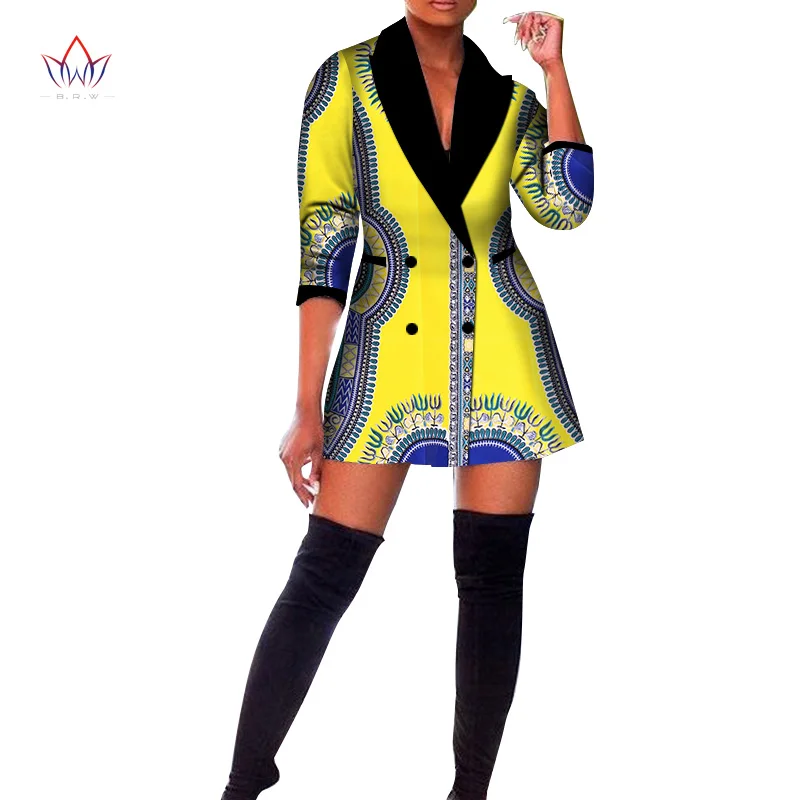 Autumn African Trench Coat for Women Clothing Africa Print Blazer Outfits Dashiki Office Outwear WY5804 | Тематическая одежда и