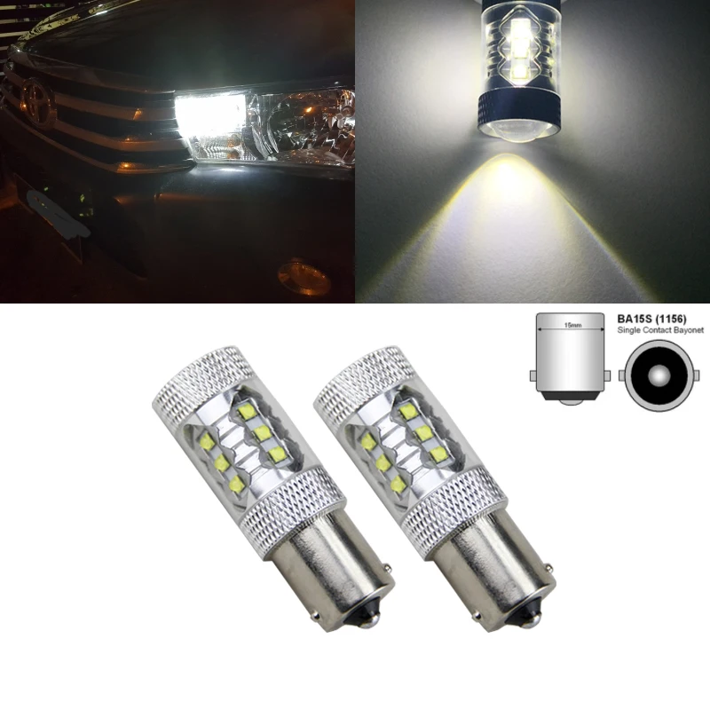 2x на чипах CREE XBD 30 Вт/50 Вт/80 Вт 1156 S25 P21W белый/желтый/красный светодиодный