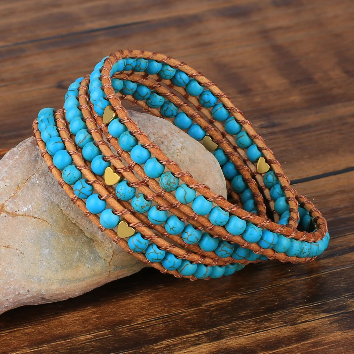 

KELITCH Leather Strand Beads Wrap Bracelets for Women Elegant Pearl Cuff Bracelets Family Trendy Jewelry Pulsera Pandora