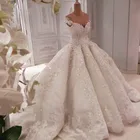 Роскошные кружевные плиссированные свадебные бальные платья с аппликацией и блестками, индивидуальный пошив 2022, для свадьбы в саудовской аравии