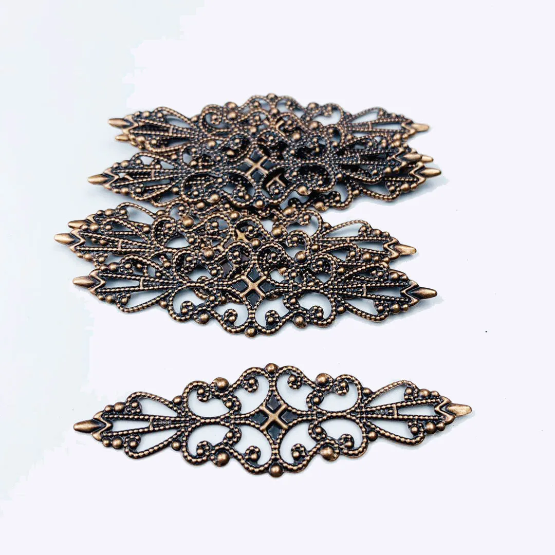 20 шт./партия 16x57mm lozenge металлическая Филигрань Цветок Оберточный соединитель