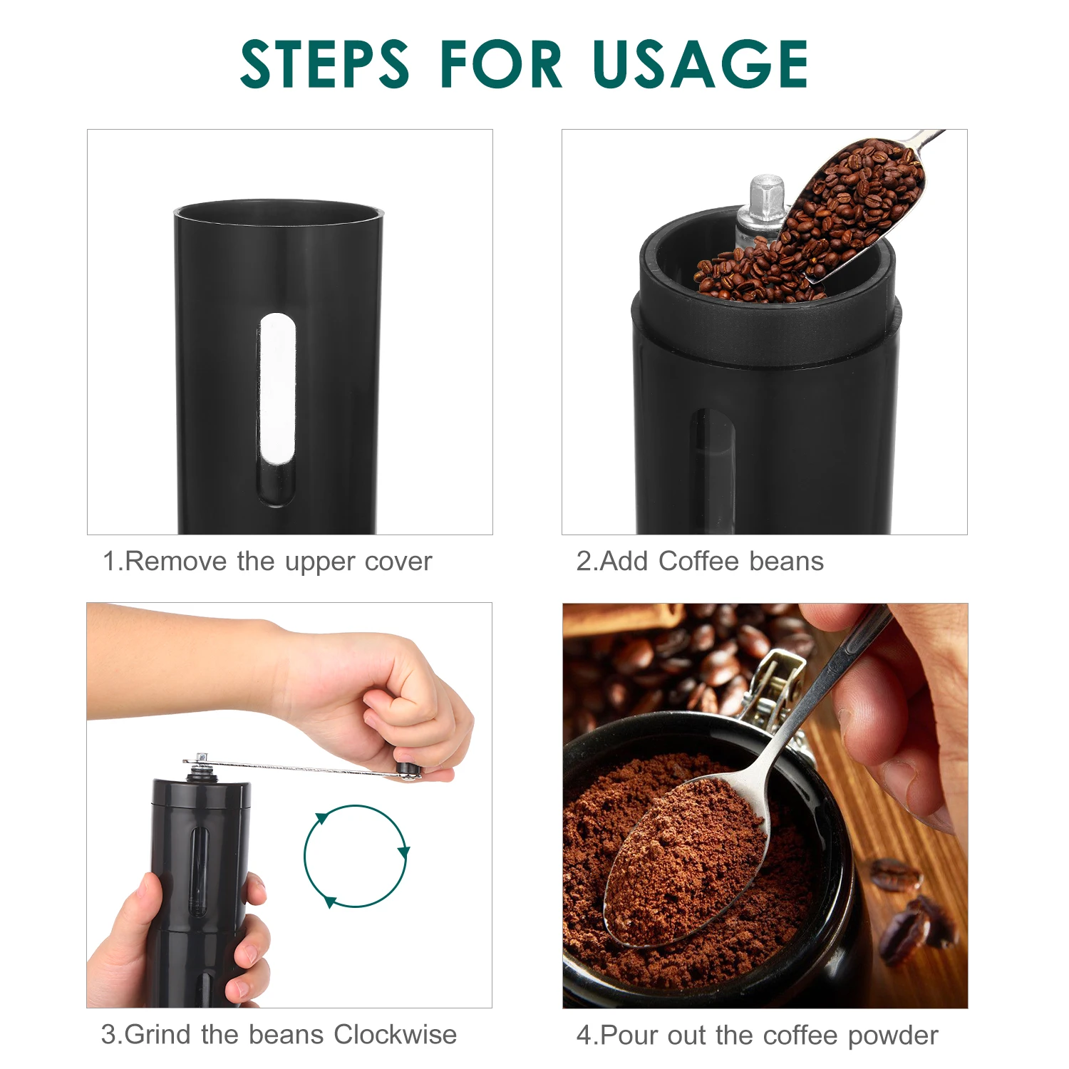 Ручная керамическая кофемолка регулируемая мельница для кофейных зерен Легкая