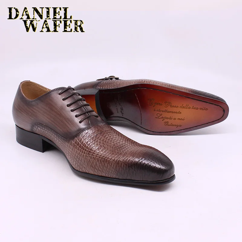 

Туфли мужские кожаные, на шнуровке, с принтом, черные, коричневые