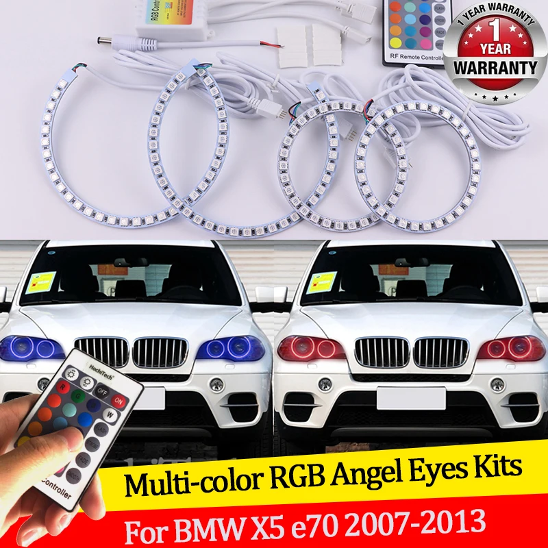 

Для BMW X6 E71 E72 X6M 2008-2014 16 цветов RGB ангельские глазки светодиодные кольца с ореолом RF Беспроводное управление DRL