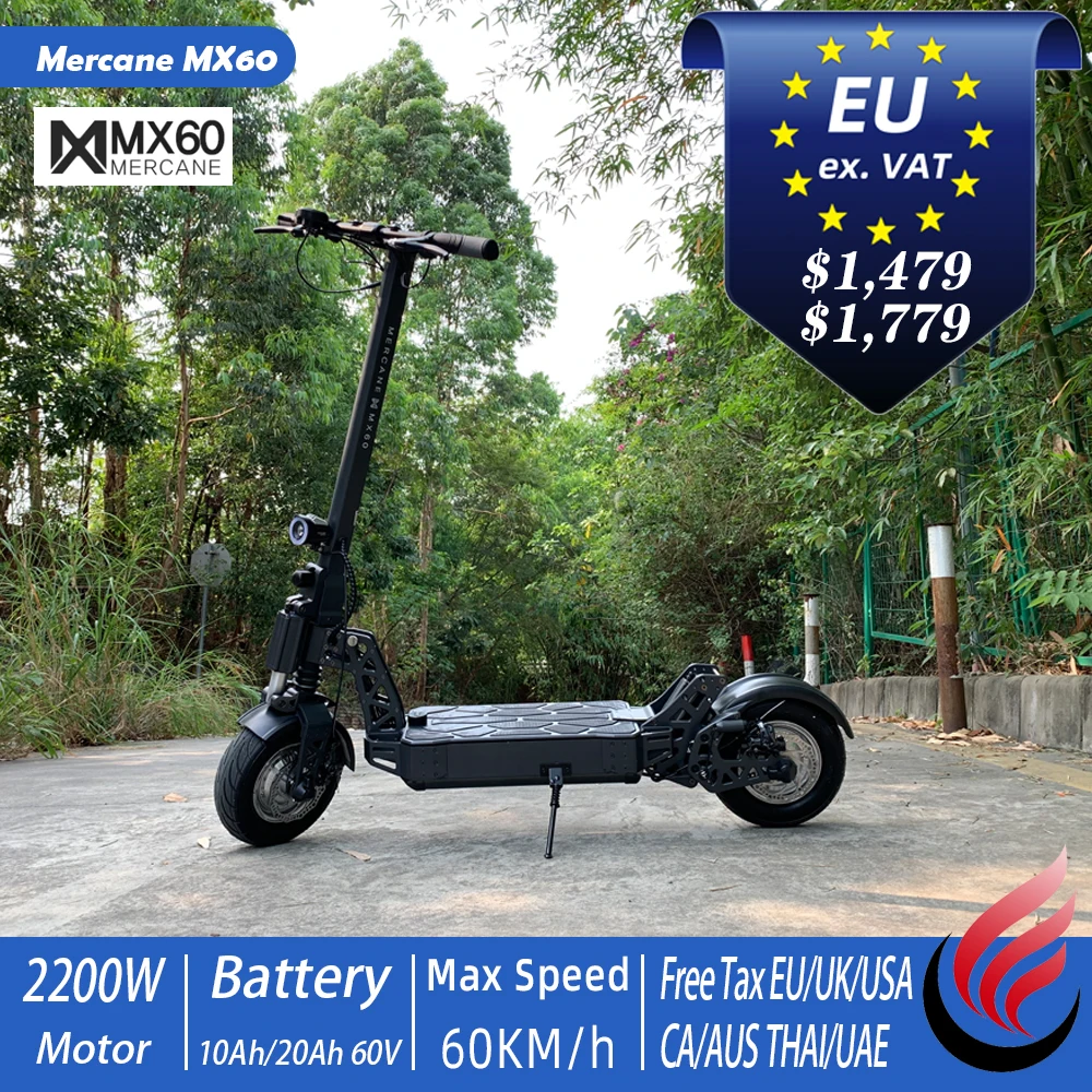 Новый Mercane MX60 электрический скутер 2400 Вт Dual Moter Max Скорость 60 км/ч 11 дюймовая