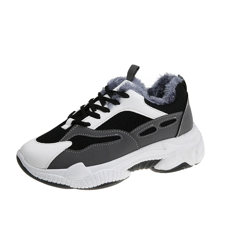 Женские кроссовки на не сужающемся книзу массивном каблуке Нескользящая обувь