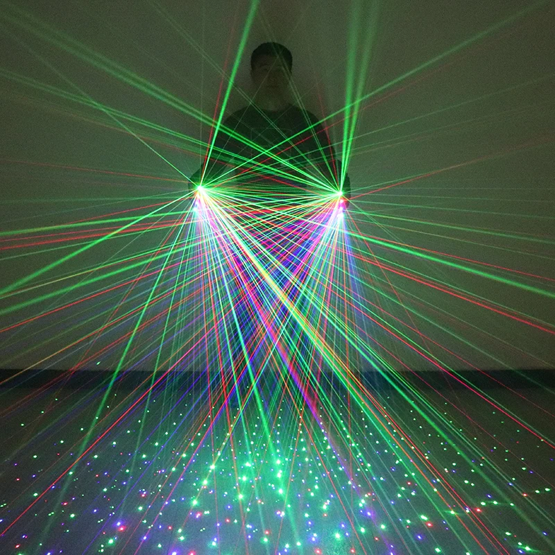 Gypsophila RGB Laser Gloves Include 2 Green 1 Red Blue Flash Finger For LED Robot Costume Bar Party Stage Show |