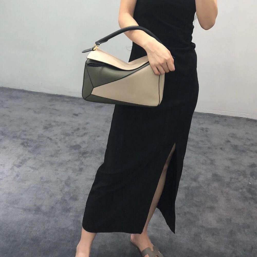 

Women's bag 2021 new luxury brand stitching luxury leather female bag star same style shoulder bag fashion messenger clutch
