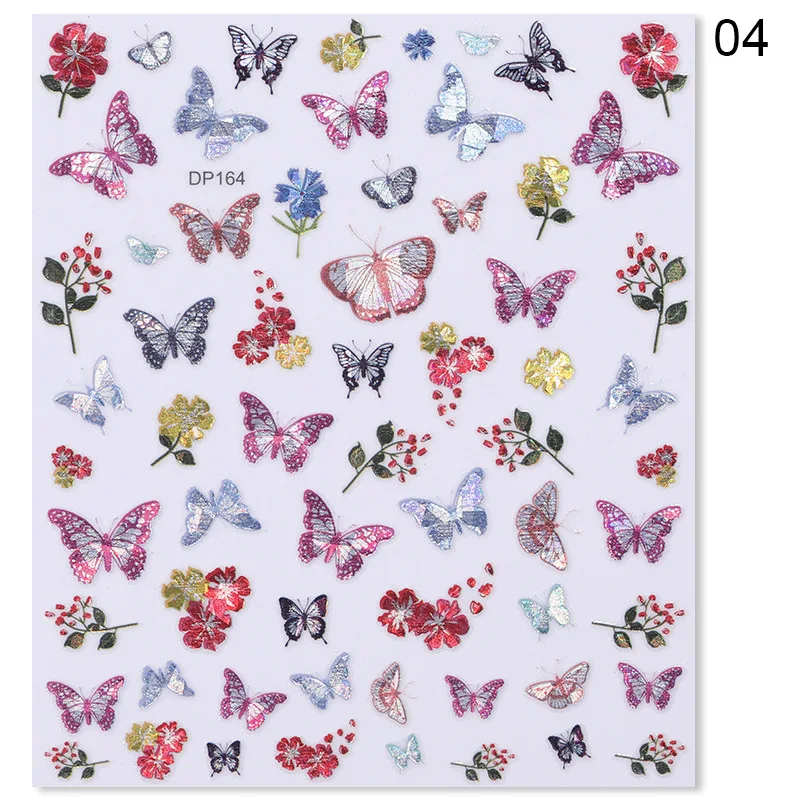

3D Laser Holographic Butterfly Designs Nail Sticker Sparkly DIY Decal for Manicure Nail decals Art Watermark Manicure Decor