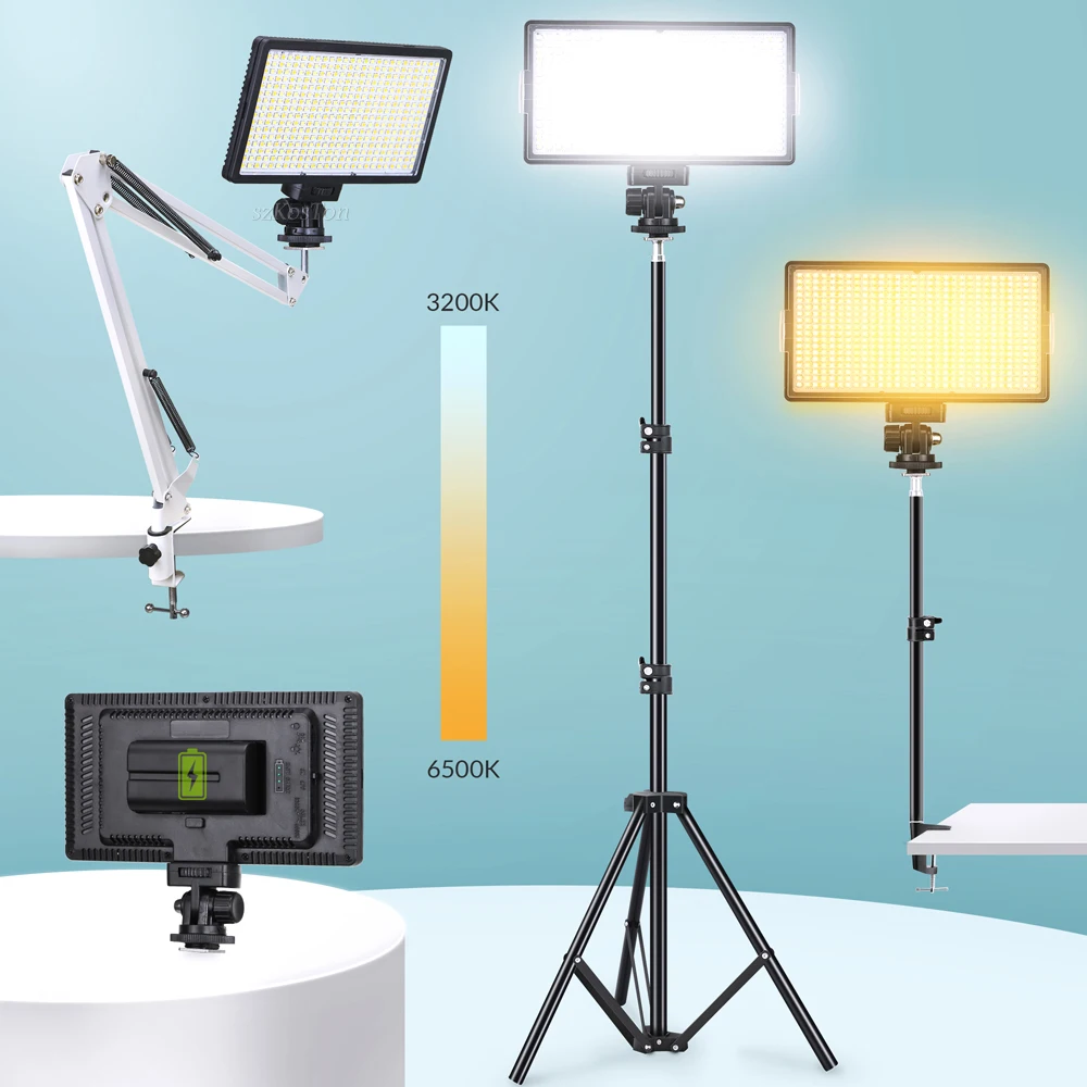 Светодиодная двухцветная светосветильник панель для видеосъемки 416-3200 K CRI95 +