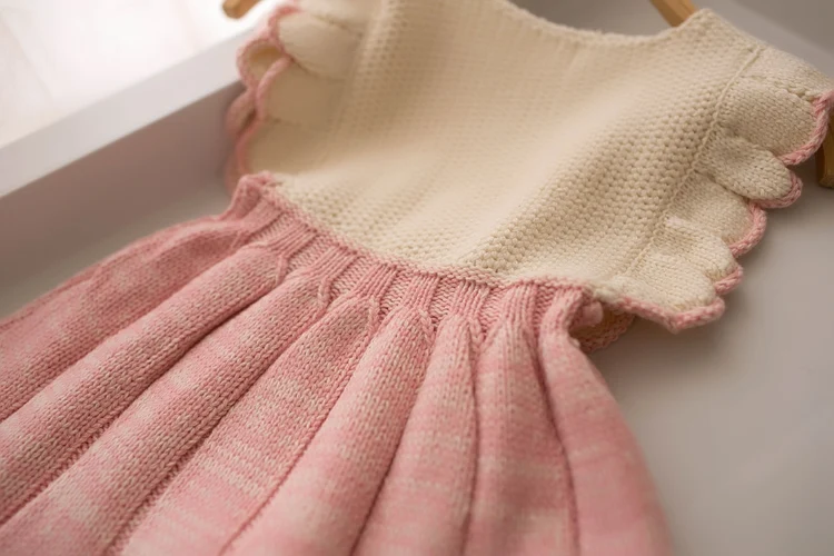 Thunderers/вязаное платье-жилет для девочек Жилеты 4 цвета Зимние Детские платья без