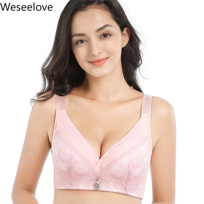 Weseelove кружевной бюстгальтер без оправы Бралетт большого размера женское летнее