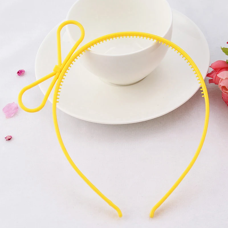 Bow Yellow 12 шт./лот, блестящая повязка на волосы с единорогом, ободок, повязка на голову для женщин и девочек, кошачьи ушки, Русалочка, пластиковая повязка для волос, аксессуары для волос, горячая распродажа - Цвет: Bow Yellow