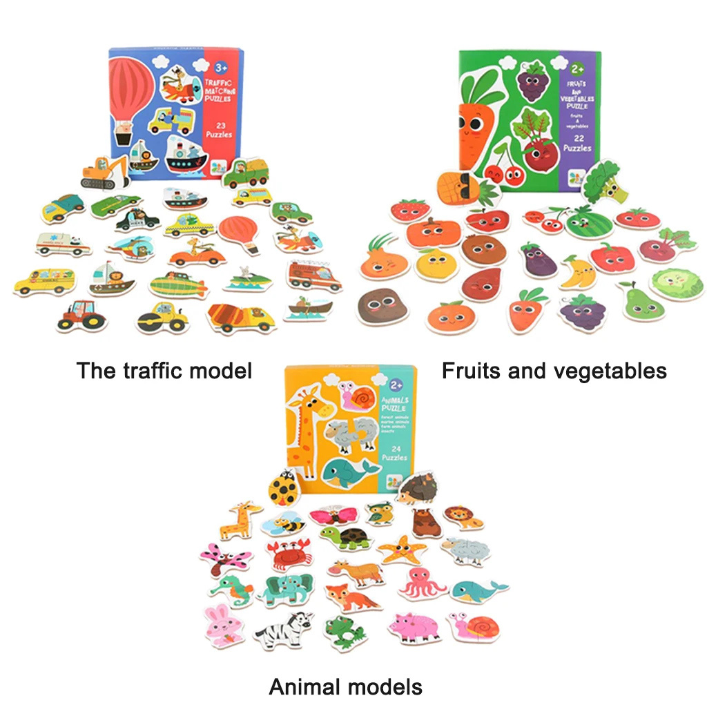 

Children Matching Puzzle Animal Transportation Fruits Vegetables Early Learning Toys for Kids Children Educational Toy Gift