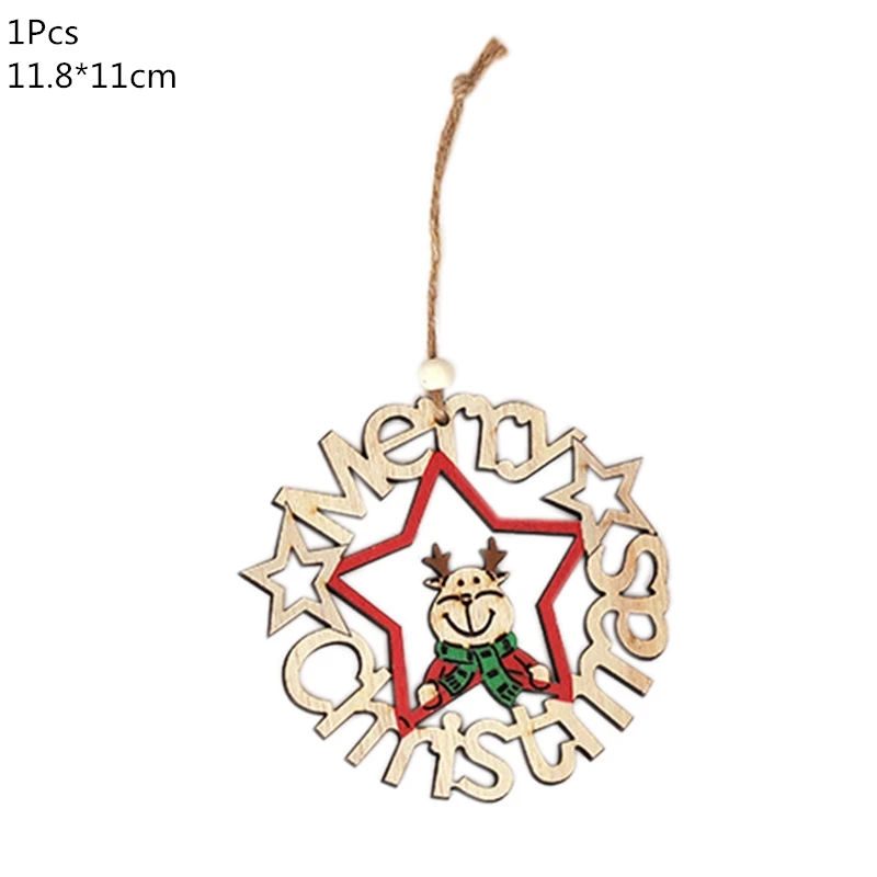 1pcs reindeer Деревянная Рождественская елка, украшения, деревянная подвеска, автомобиль/Лось/звезда, поделки своими руками, Noel, рождественские украшения для дома, рождественский подарок для детей - Цвет: 1pcs reindeer