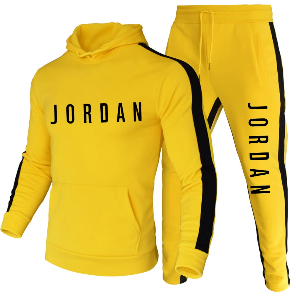 

2021 New Men's Hoodie Set Print Letter Sportswear Pullover Wool Hoodie Sweatpants Jogging Men's Pullover Sweatshirt