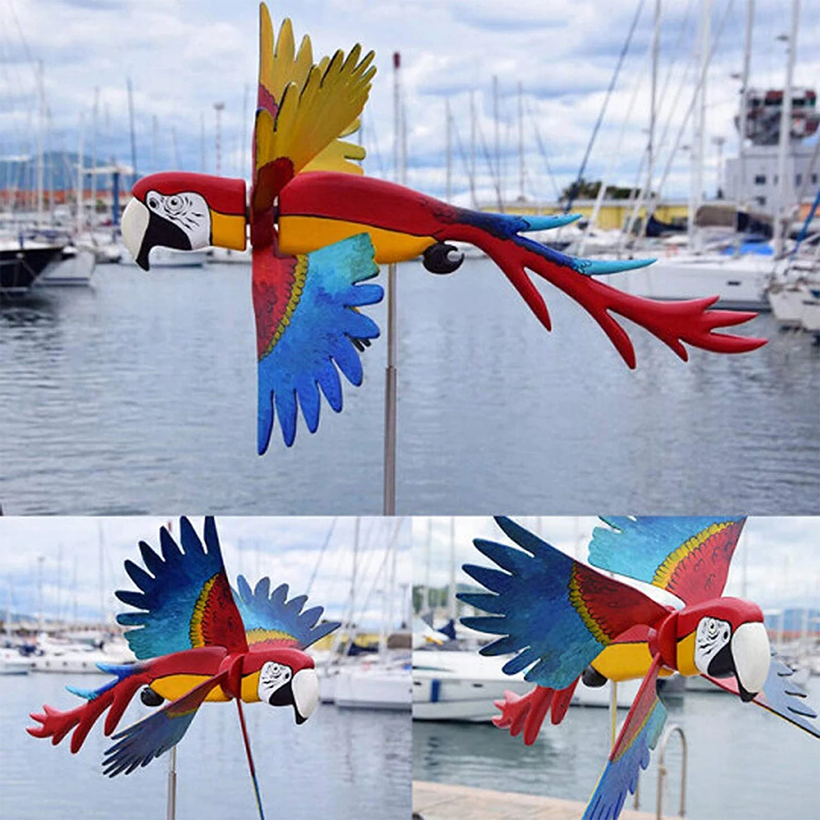 

Interesting Parrot Shape Windmill Garden Lawn Terrace Creative Wind Turn Pastoral Art Sculpture Unique Animal Decorations