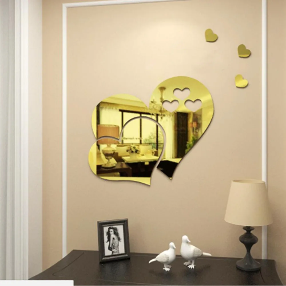 

3D Mirror Love Hearts Wall Sticker Decal DIY Home Room Removable Art Mural Decor1