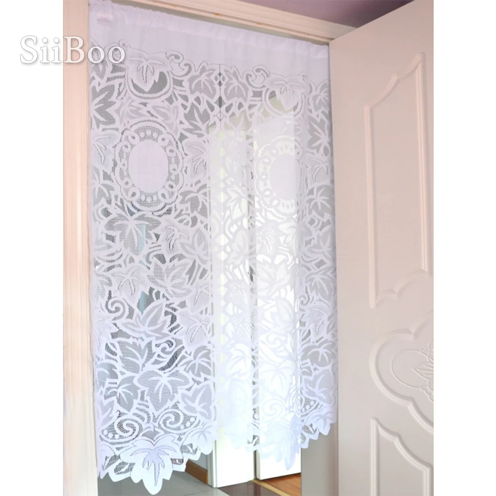 Отбеленная сетчатая занавеска с вышивкой в корейском пасторальном стиле белыми