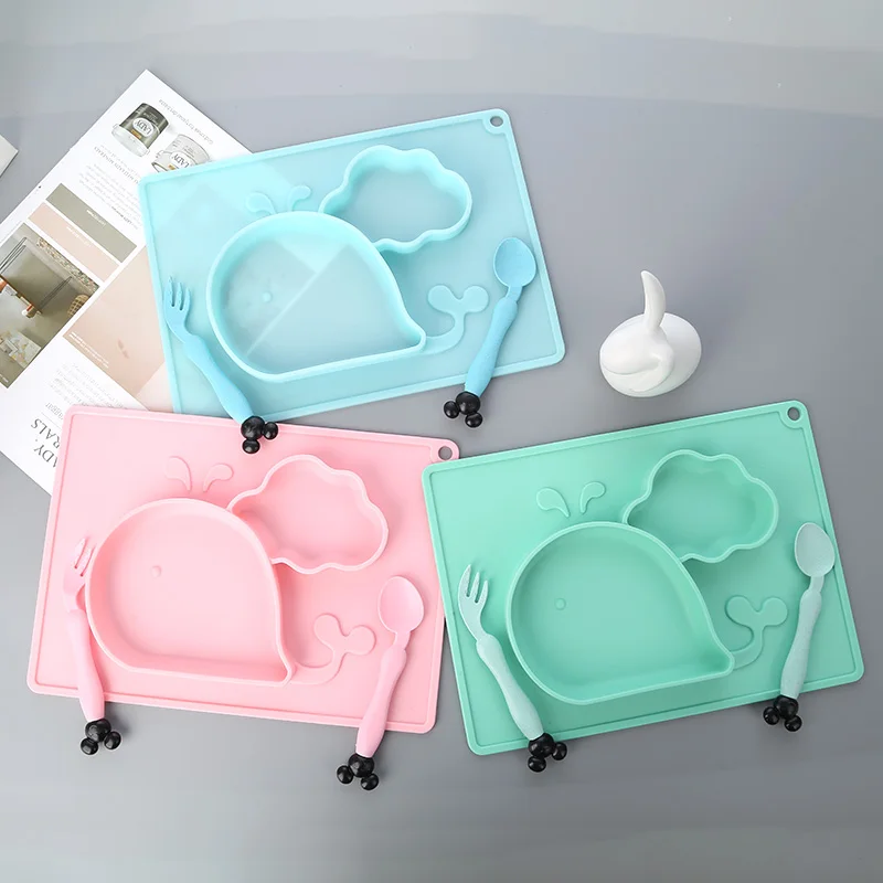 3 шт. детская силиконовая столовая тарелка мультяшный китовый Краб набор посуды