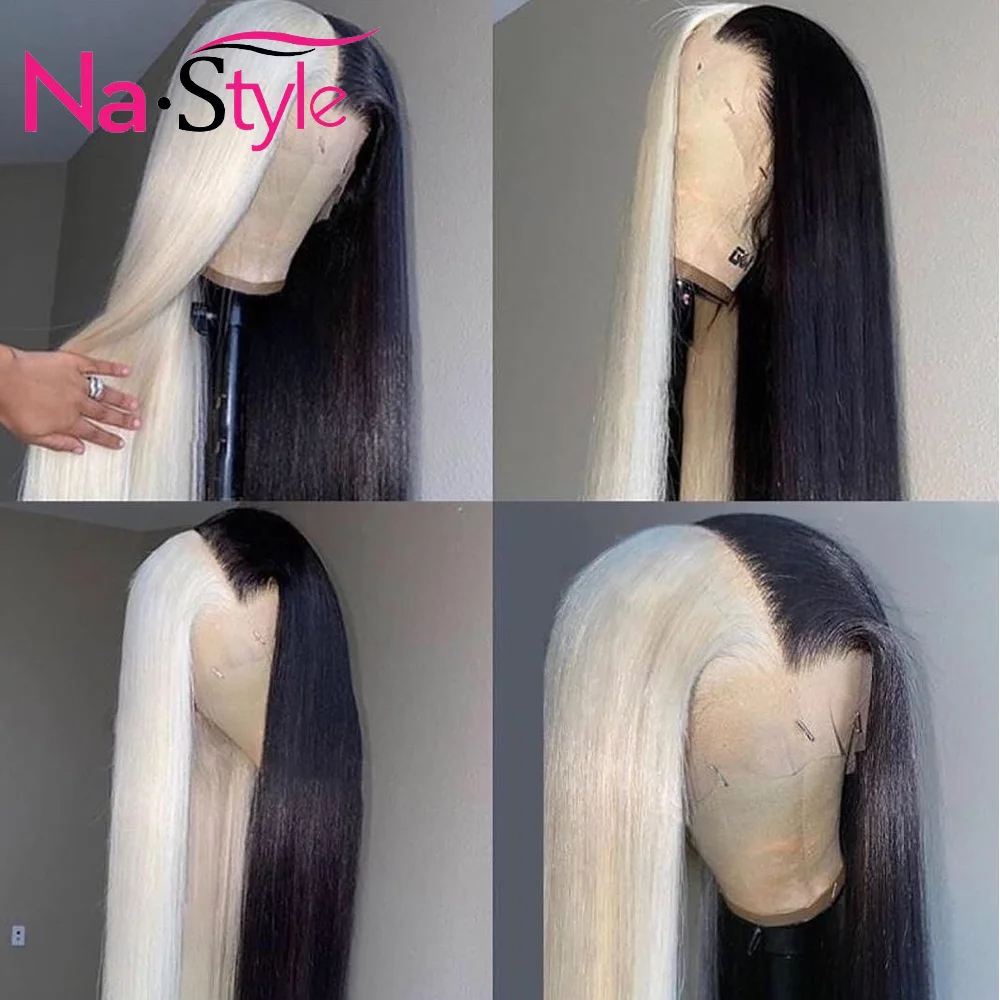 

Colored Human Hair Wigs White Black Wig 613 Lace Frontal Wig Blonde Transparent Lace Wigs Brazilian Hair Wig Natural Pre Plucked