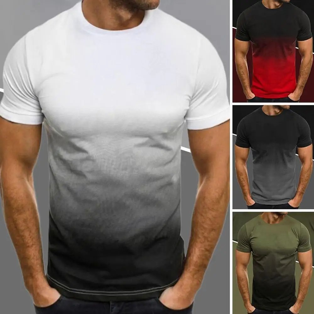 

Fashion Half Short Sleeves Fashion 3D Gradient Short-Sleeved Round Neck T-shirt Men's Cotton 2020 Summer Clothes Tshirt Plus
