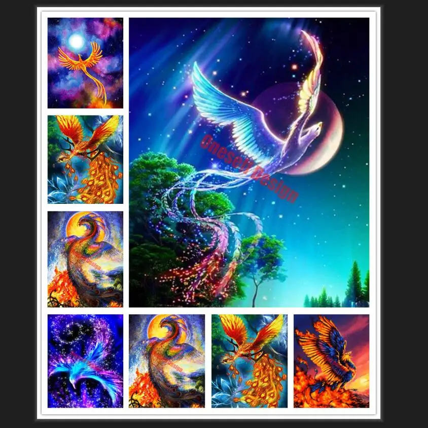 Diy алмазная живопись камни в форме ромба из камней и изображением птицы Феникс