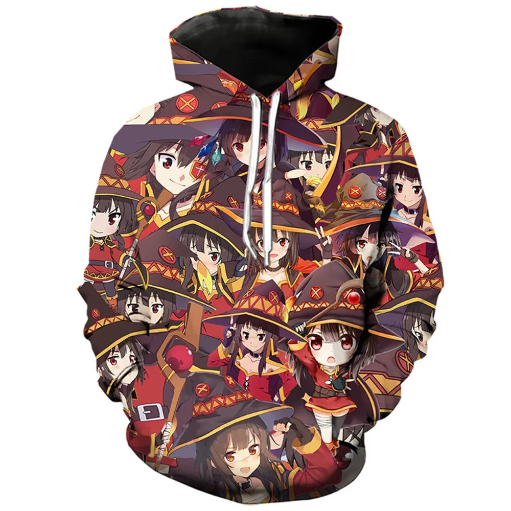 Косплей Аниме девушка Megumin Konosuba Kawaii толстовки с 3D принтом для мужчин и женщин
