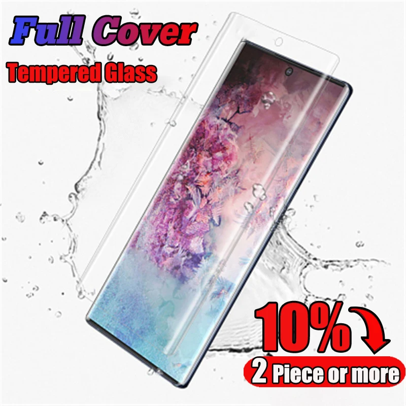 Закаленное стекло с полным покрытием для Samsung Galaxy Note 10 Plus S10 Защита экрана S8 S9 E 8 9
