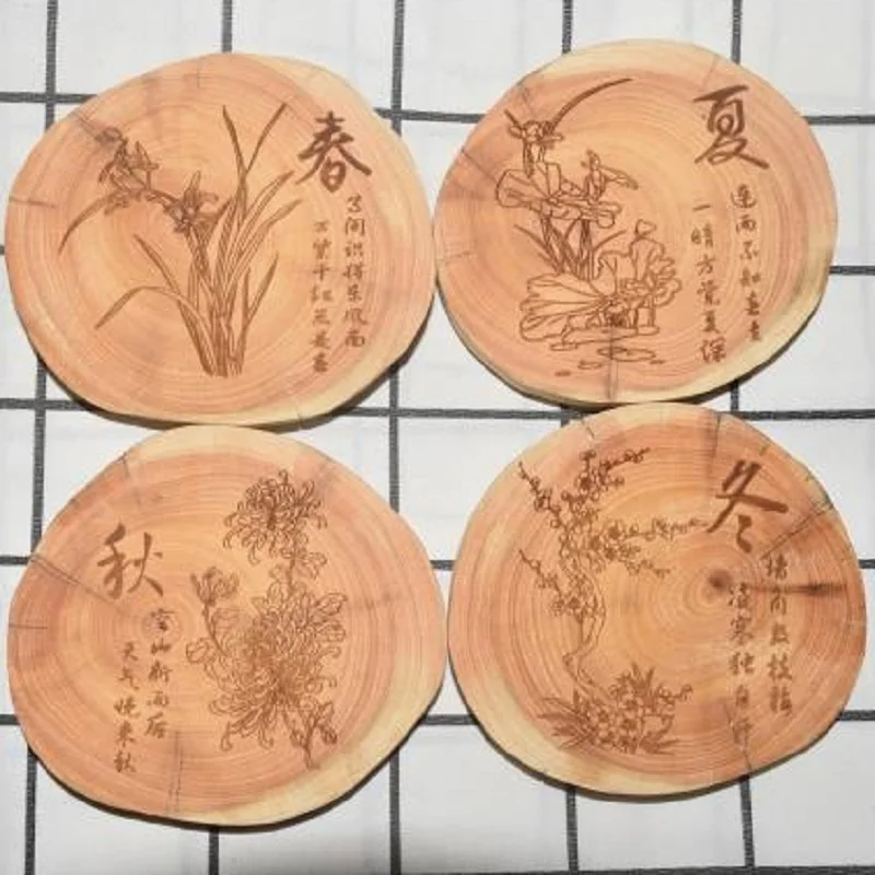 Китайский Стиль чашки Coaster традиционная деревянная посуда для чая и кофе питевых