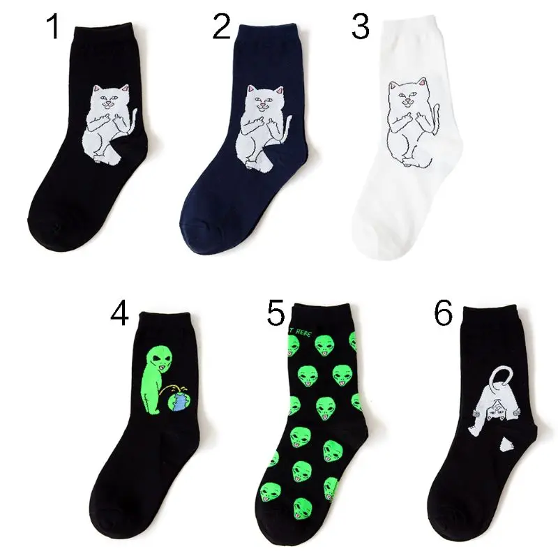 Новинка хлопковые носки забавные с изображением инопланетян креативный