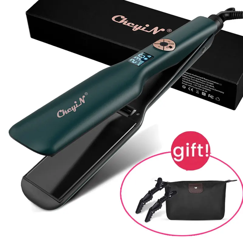 

CkeyiN Professional Hair Straightener Curler Ceramic Wide Plate Fast Heated Flat Iron LCD Smooth Hair Care Styler Tool