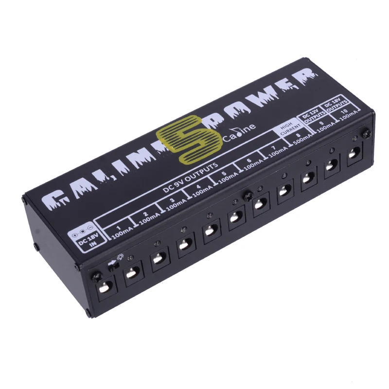 Caline CP-05 Effect pedals power supply with blue LED light 8 way DC 9V & 1 12V 18V With Gold Connector | Музыкальные