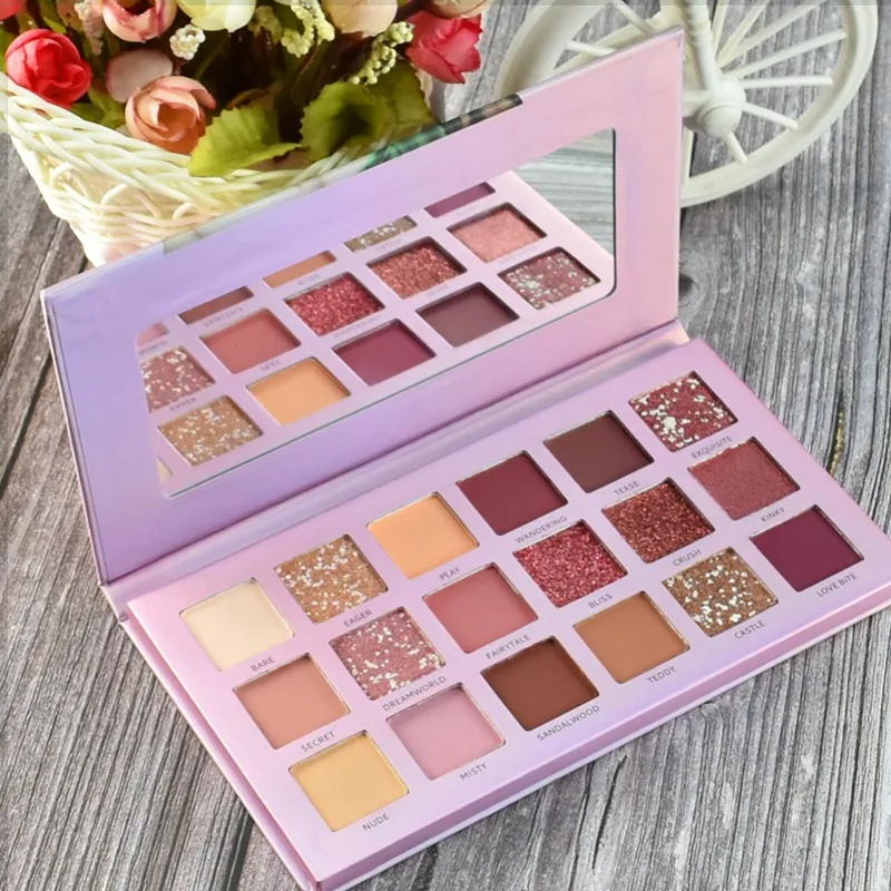 Блестящие алмазные тени для век 18 цветов мерцающие матовые палитра водостойкий