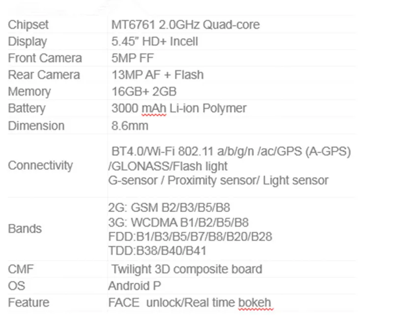 Смартфон lenovo A5s 2 Гб 16 Гб MT6761 с четырехъядерным процессором 13 МП и камерой, 5,45 дюймов, HD 18:9 экран, 3000 мАч, разблокировка лица