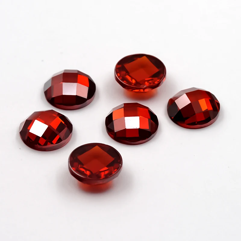 

JYGEMS Размер 4-10 мм круглая шахматная доска с плоской задней Гранат Цвет свободный циркониевый куб камень