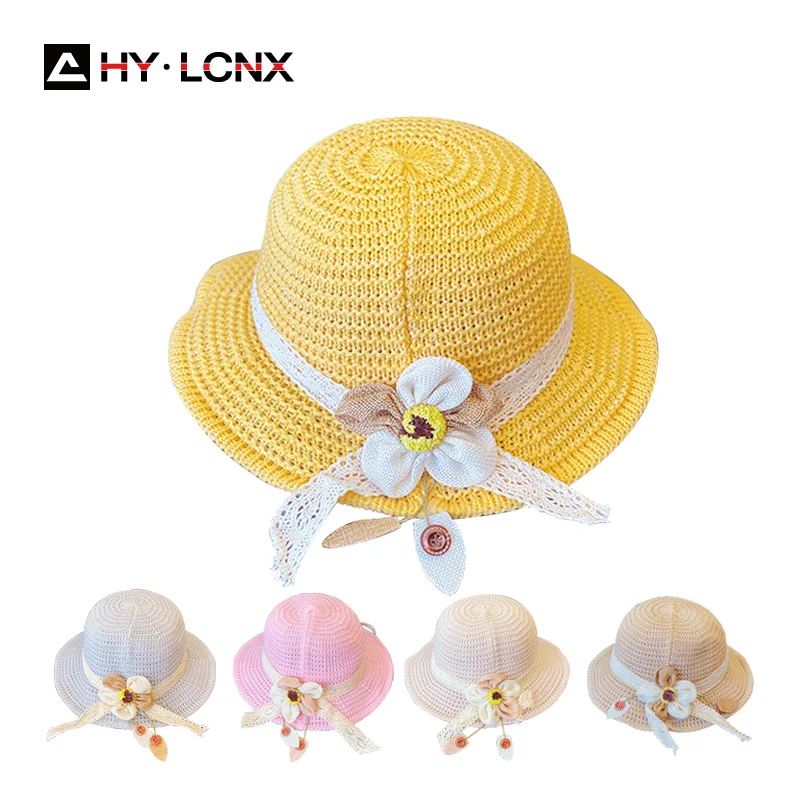 

Соломенная шляпа для мальчиков и девочек, с цветочным узором, дышащая, летняя