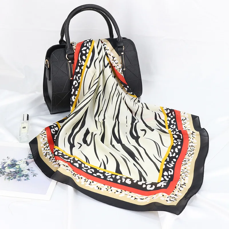 Модный шарф для волос женщин атласная шаль с леопардовым принтом шелковые шарфы