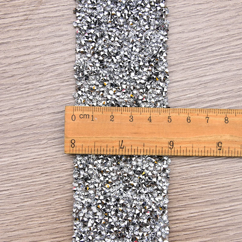 Новое поступление кристаллических серебряных стразы Обрезка 1 ярд/Лот ширина 5 см