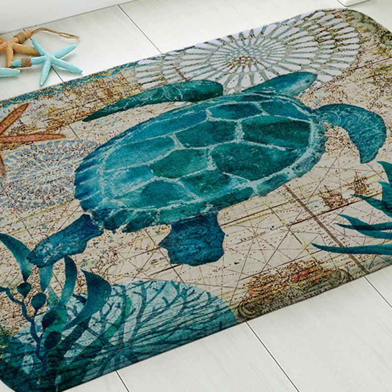 Коврик для двери в морском стиле напольный ковер гостиной коралловый флисовый с