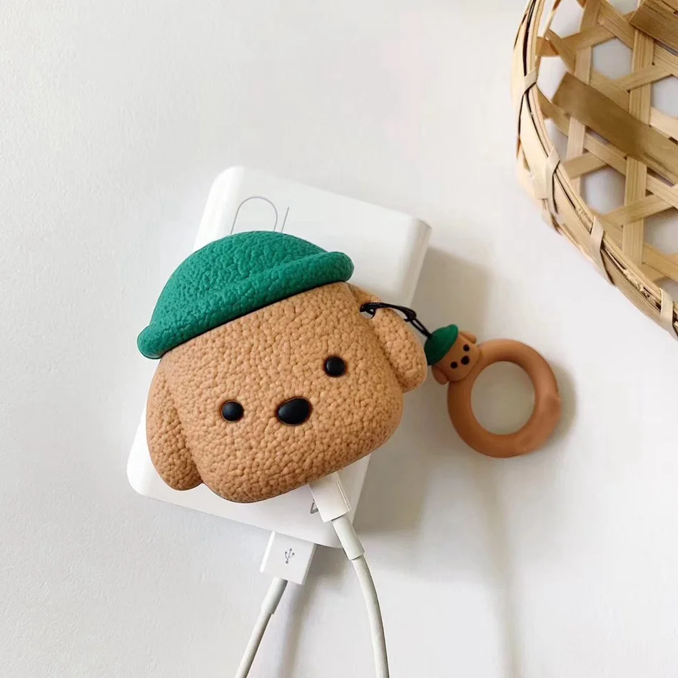 701K 3D чехол для наушников для Airpods, чехол, милый силиконовый чехол с изображением собаки утки из мультфильма для Apple Air pods 2, наушники/Earpods, чехол, брелок, кольцо - Цвет: 701K