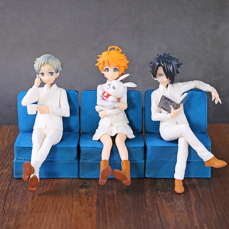 

Anime The Promised Neverland Emma Norman Ray PVC Action Figure toys anime Sitting sofa Emma Norman Ray dolls model toy gift