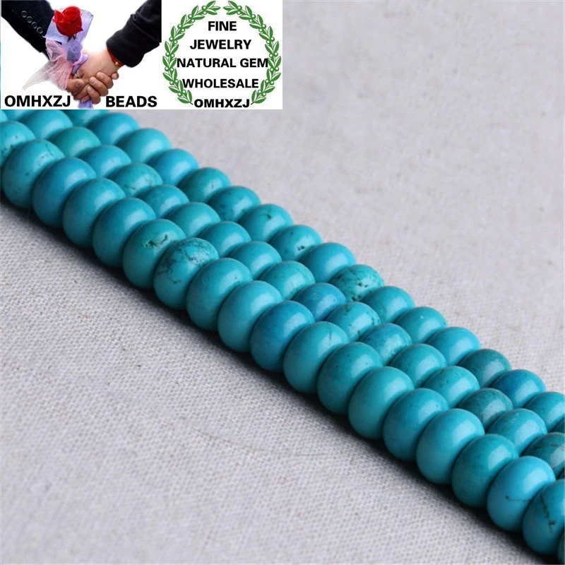 

OMHXZJ оптовая продажа ZB247 4*2 6*3 8*4 10*5 мм DIY браслет ожерелье ювелирные изделия фурнитура аксессуары натуральный камень тонкий Бирюзовый бисер