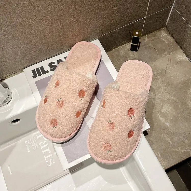 2021 New Autumn and Winter Home Ladies Cotton Slippers Cute Simple Decoration Comfortable Slippers Female Furry Slippers Female