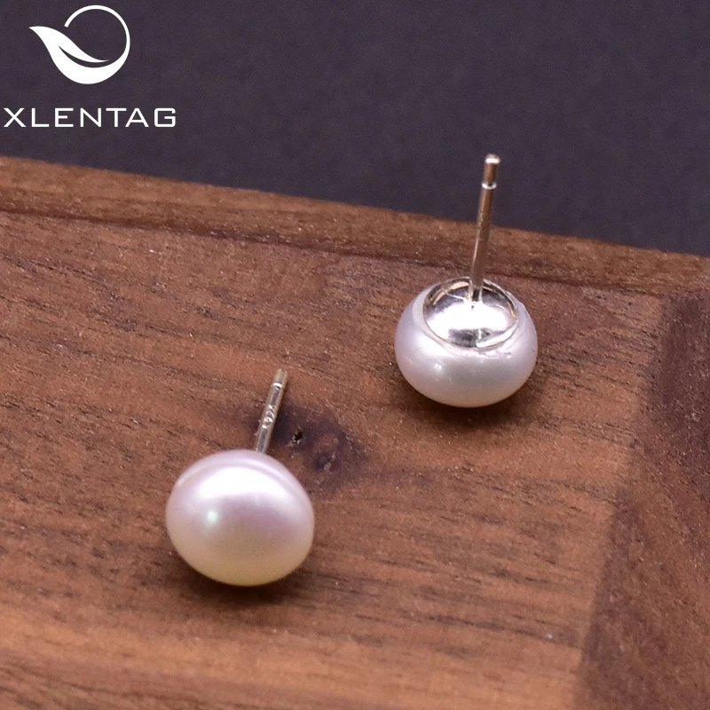 XlentAg минималистичные серьги гвоздики с натуральным жемчугом женские свадебные
