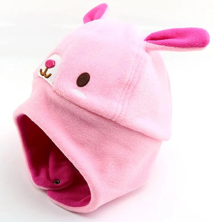 Теплая зимняя шапка с рисунком медведя кролика динозавра принтом для маленьких