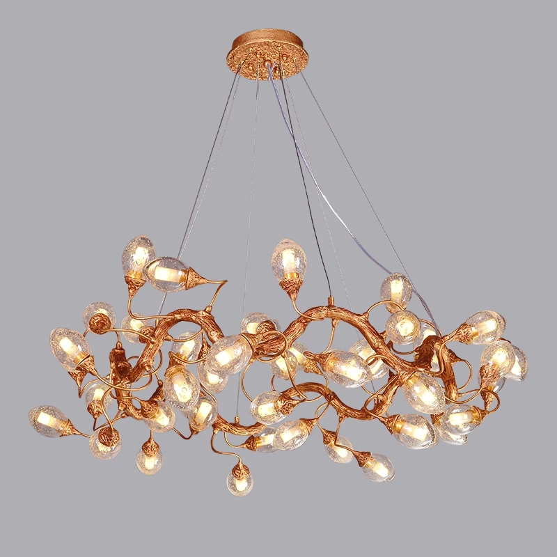 Современный декор дома светодиодный Люстра Освещение овал Стекло Медь Ресторан