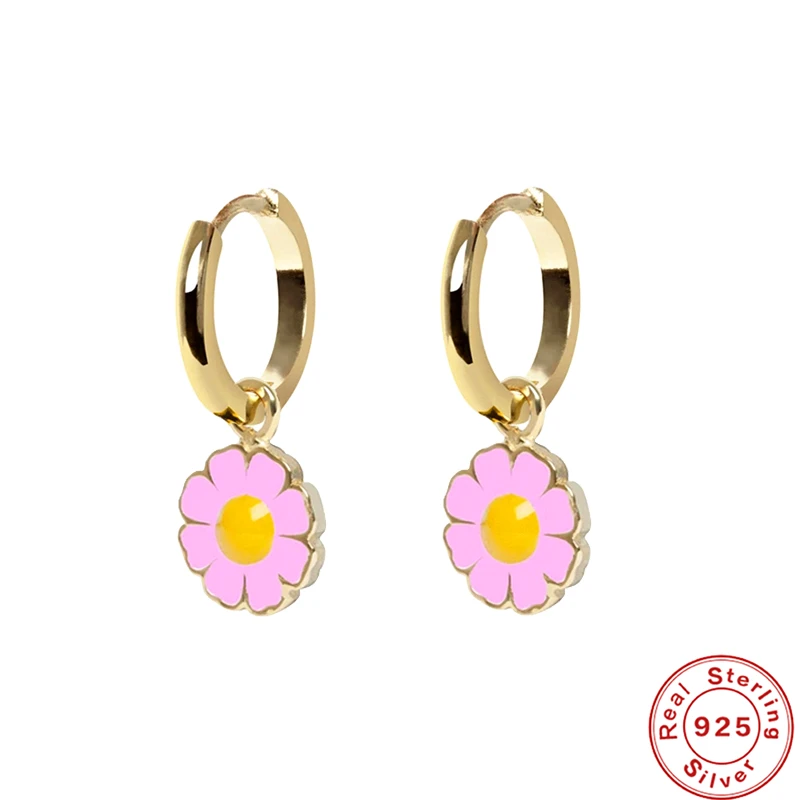 

Aide 925 Sterling Silver Love Heart Butterfly Flower Pendant Earrings for Women Dripping Oil Huggie Earring Jewelry orecchini