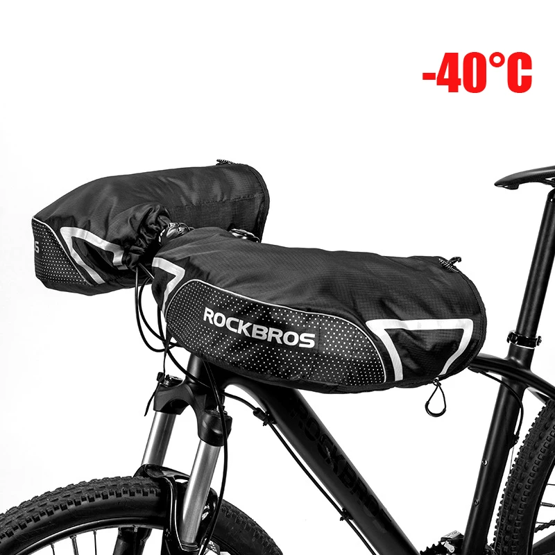 

Велосипедные перчатки ROCKBROS, теплые ветрозащитные митенки с отражающей полосой, непромокаемые, для горных велосипедов, зимние аксессуары