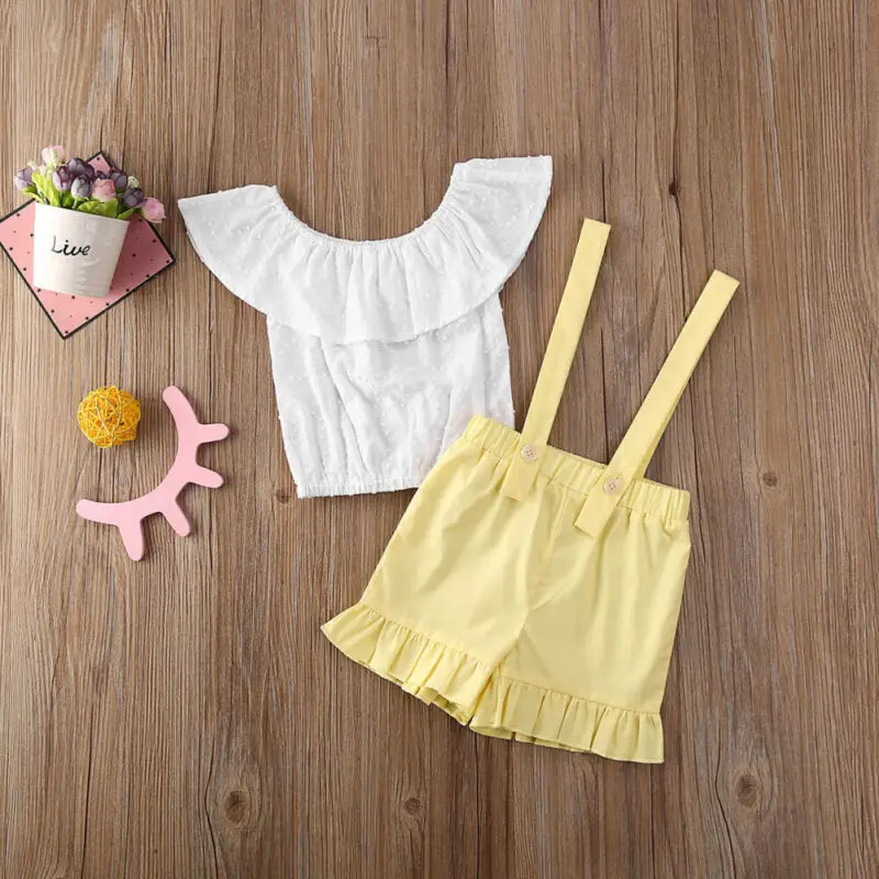 Комплект из 2 предметов одежда для маленьких девочек жилет с оборками без рукавов